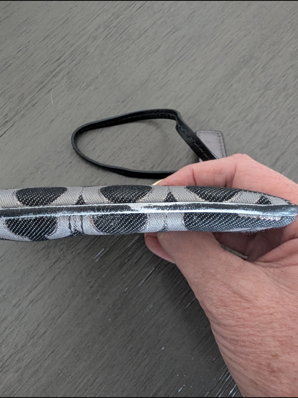 Coach Op Art Madison Signature Wristlet in Black and Gray - Picture 4 of 7